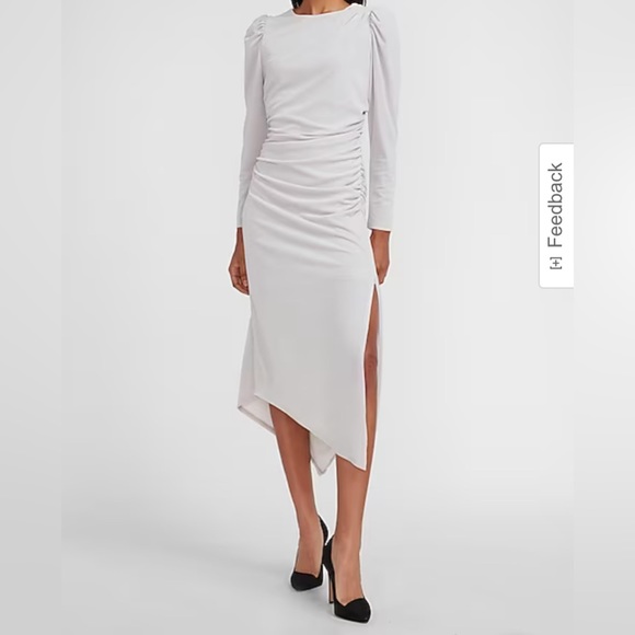 NWT Velvet Ruched Side Asymmetrical Midi Dress - Picture 2 of 11